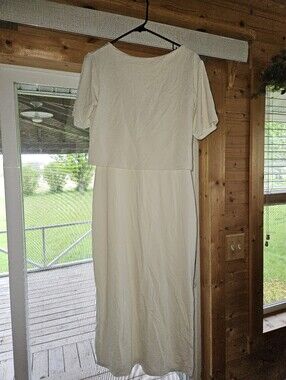 Women's Cream Maxi Dress with Short Sleeves Theory Small